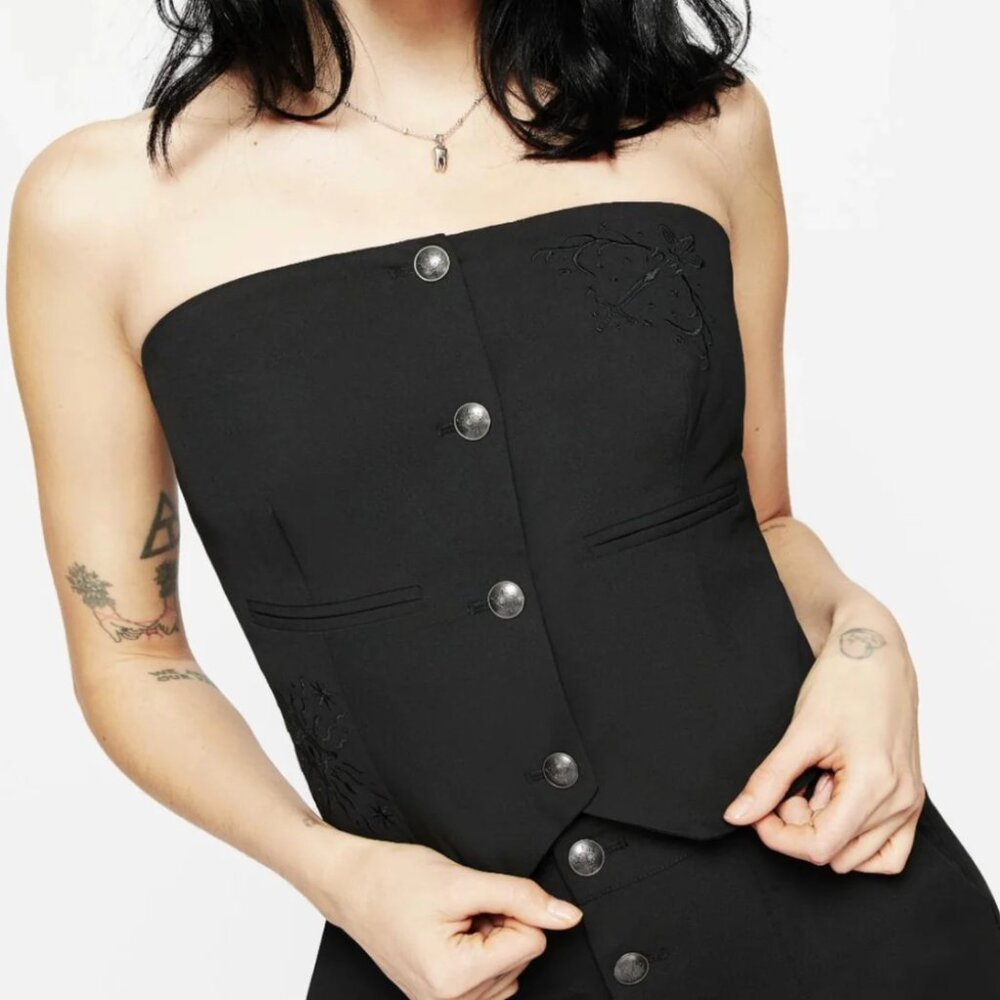 BRAND NEW WITH TAGS, NEVER WORN Strapless Embroidered Top